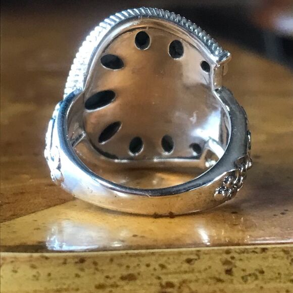 Sleeping Beauty Turquoise White Buffalo Sterling Silver Buckle Ring Size 6.25 - Picture 3 of 9